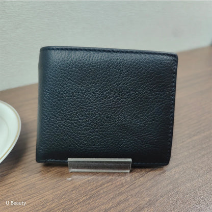 Men's Genuine Cow Leather Short Wallet with Coin Pocket