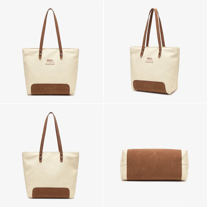 Canvas Tote Bag for Women – Letter Print Shoulder Bag for Work & Daily Use