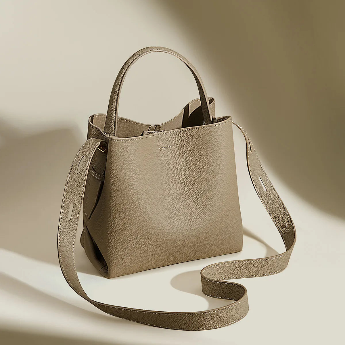 Foxer Simple Genuine Leather Handbag Women S Shoulder Bag Tote Bucket Large Capacity Female Cross