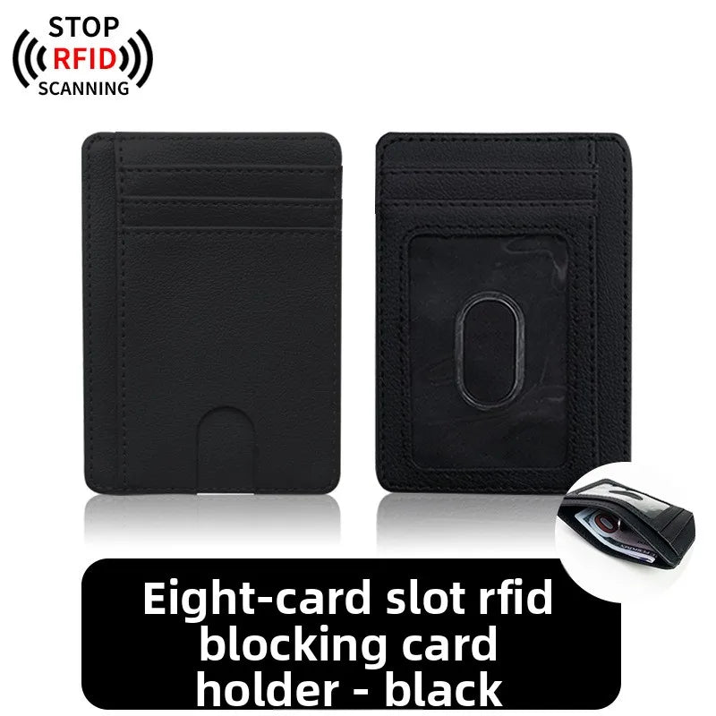 RFID Blocking Slim Card Holder Wallet – 8 Slot Leather