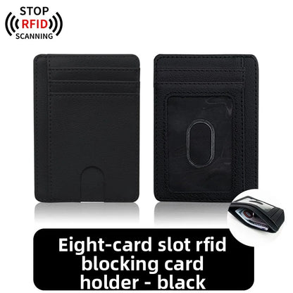 RFID Blocking Slim Card Holder Wallet – 8 Slot Leather