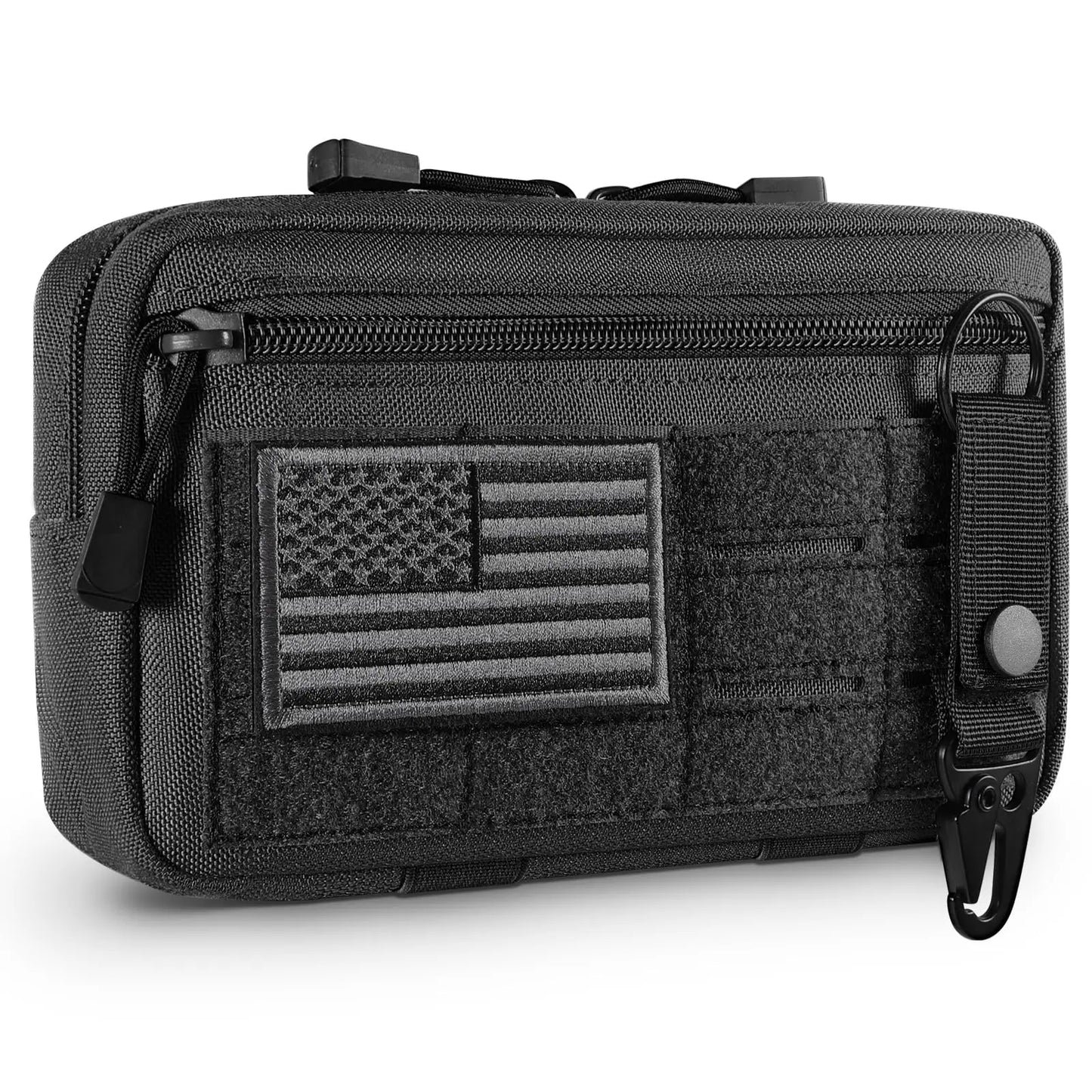 Tactical MOLLE Admin Pouch – Laser-Cut EDC Tool Bag with Flag Patch
