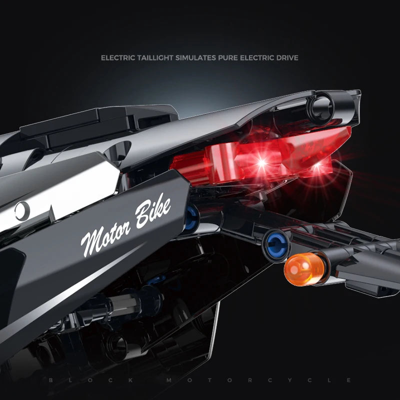 MOC Motorcycle Building Block Set – 1:5 Scale Road Racing Bike, 2156 Pieces