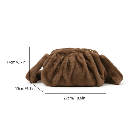 Faux Fur Ruched Crossbody Bag for Women