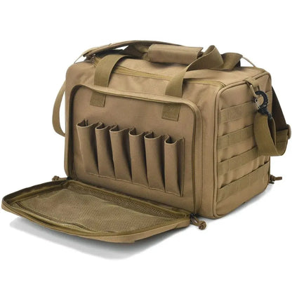 Tactical Gun Range Bag – Deluxe Pistol Shooting Duffel with Magazine Pouches