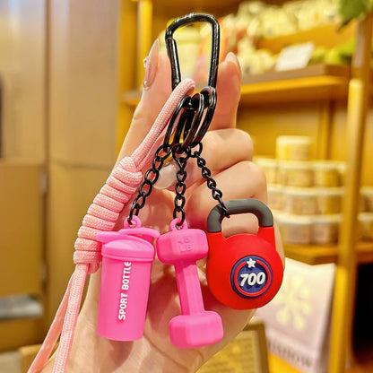 Gym Charm Keychain Set – Kettlebell, Dumbbell & Shaker