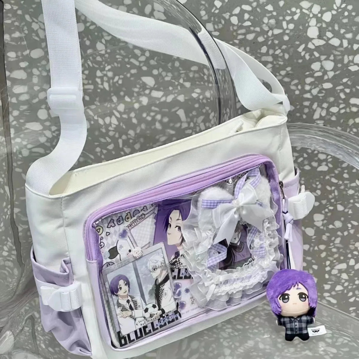 Anime Postcard Display Crossbody Bag Clear Window Messenger Bag