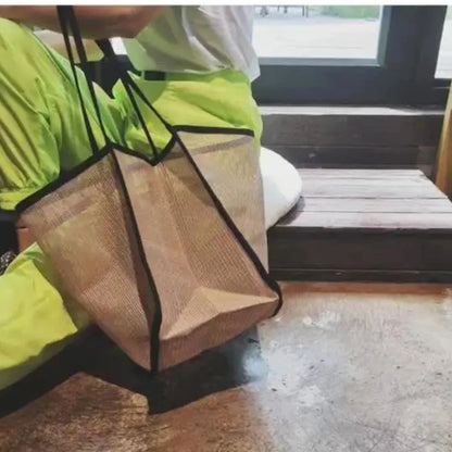 Mesh Beach Tote Bag – Transparent Hollow Shoulder Handbag