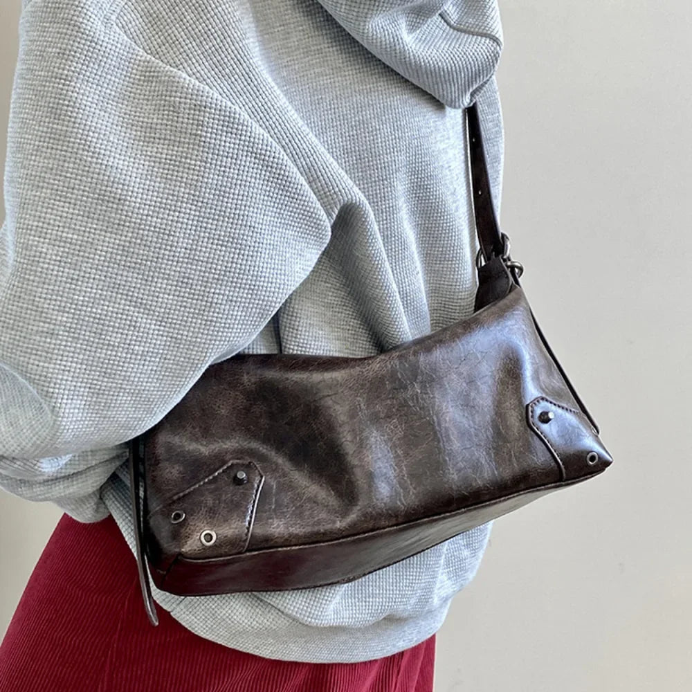 Y2K Retro PU Leather Underarm Bag – Vintage Shoulder Bag for Women
