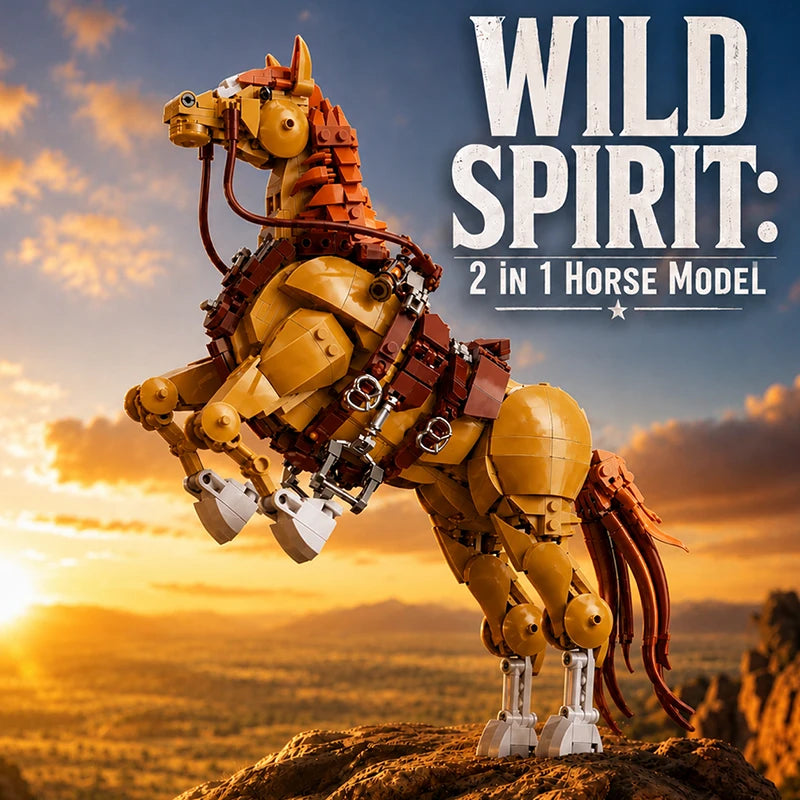 Horse Building Blocks Set – Wild Stallion MOC Animal Model