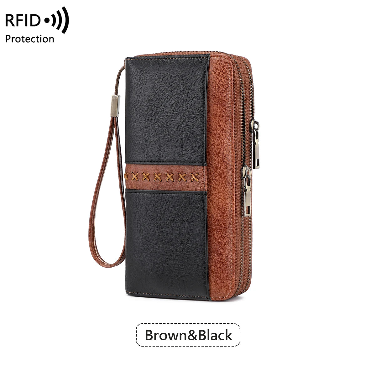 RFID Women's Long Wallet – Double Zipper Large Capacity Wristlet
