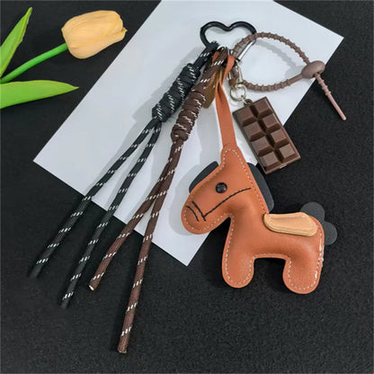 Leather Horse Keychain Phone Bag Charm – Creative Pouch Pendant Accessory