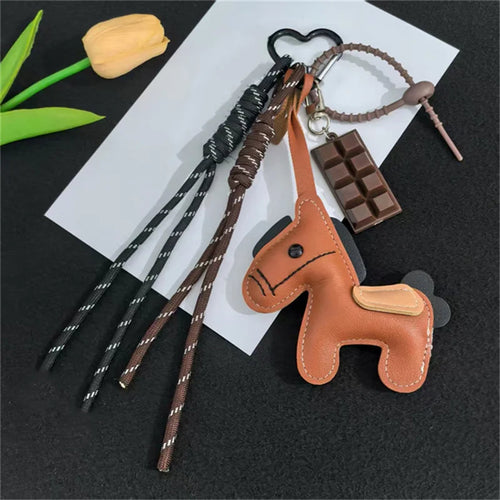 Leather Horse Keychain Phone Bag Charm – Creative Pouch Pendant Accessory