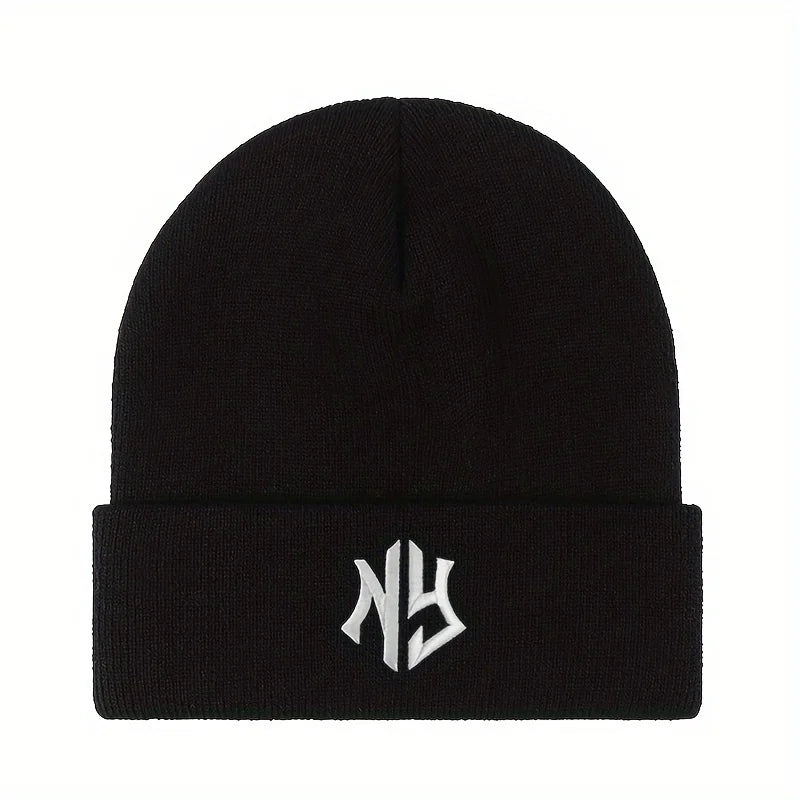 NY Embroidered Knit Beanie – Unisex Winter Hat