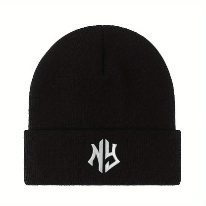 NY Embroidered Knit Beanie – Unisex Winter Hat