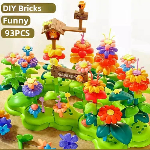 93-Piece Flower Garden Building Blocks Toy Set for Kids Ages 3-7