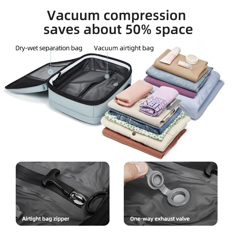 Vacuum Compression Travel Backpack 16" – Laptop & USB Charging