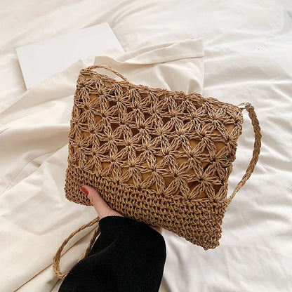 Straw Woven Crossbody Bag – Boho Shoulder Bag for Women