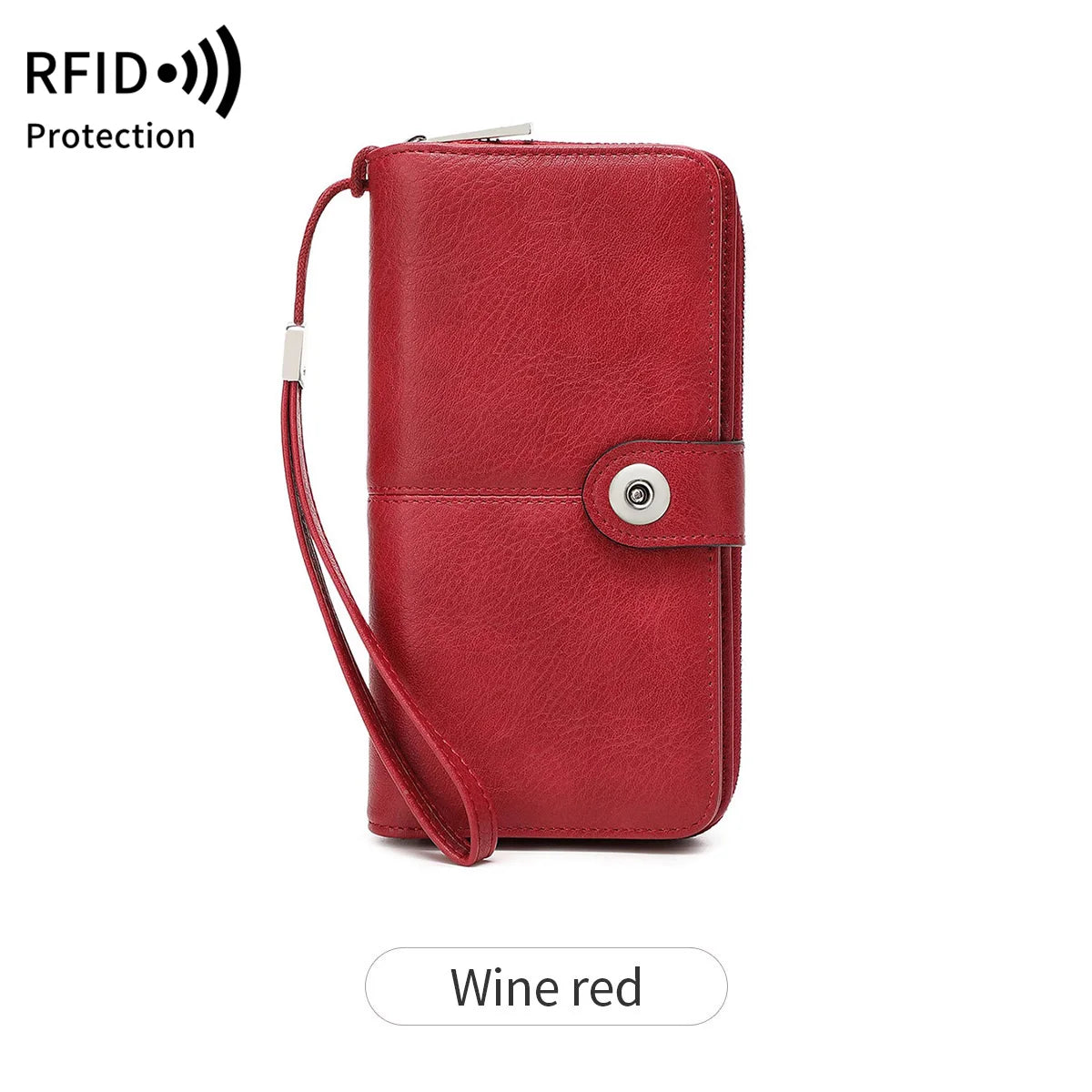 RFID Blocking Women's Long Wallet with Wrist Strap