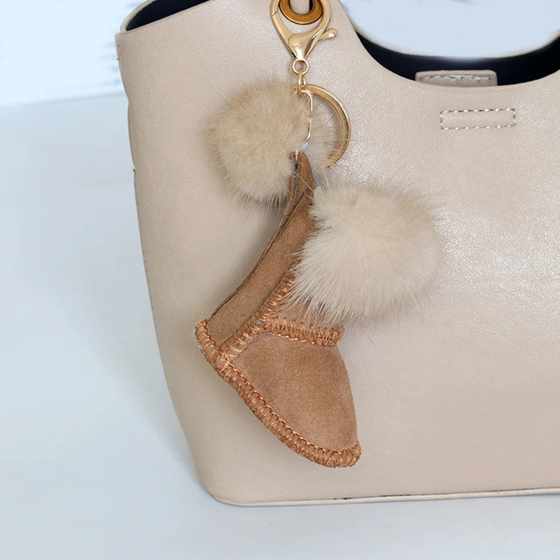 Fluffy Pompom Glove Keychain – Cute Winter Bag Charm