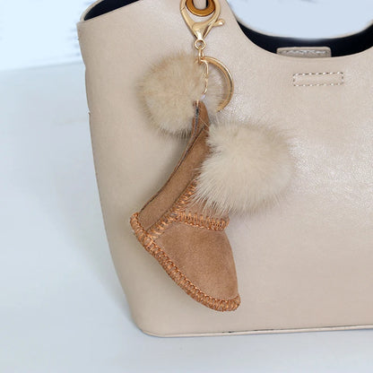 Fluffy Pompom Glove Keychain – Cute Winter Bag Charm