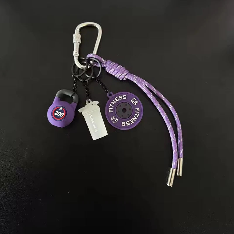 Gym Keychain Lanyard – Dumbbell, Weight Plate & Kettlebell Charms