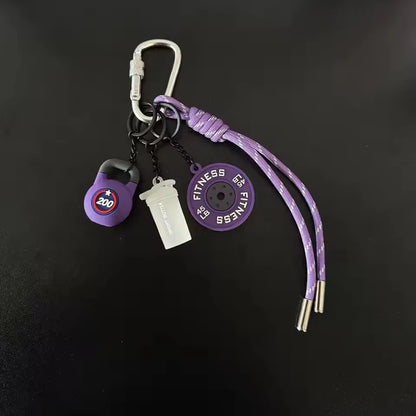 Gym Keychain Lanyard – Dumbbell, Weight Plate & Kettlebell Charms