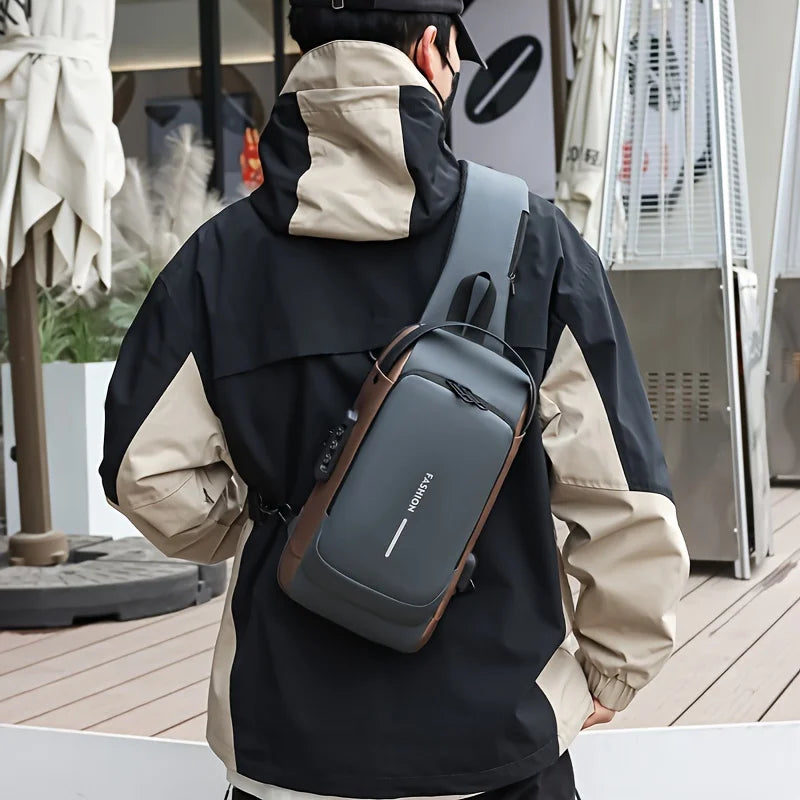 Anti-Theft Sling Bag for Men – Password Lock Chest Crossbody Pack