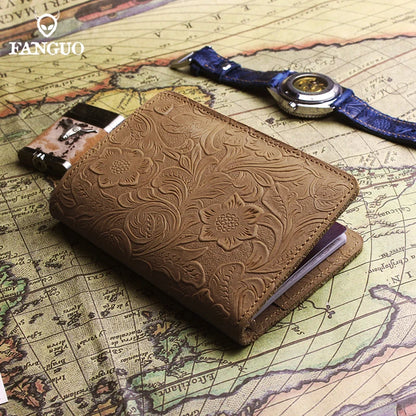 Genuine Leather Passport Holder Wallet – Embossed Travel Cover for Men & Women
