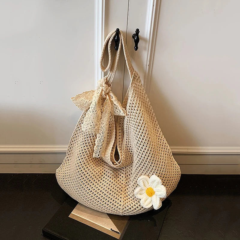 Crochet Tote Bag for Women – Large Knit Shoulder Bag