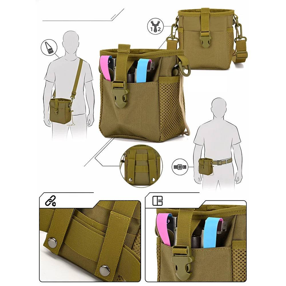 Tactical Magazine Dump Pouch – MOLLE Drawstring Utility Belt Bag