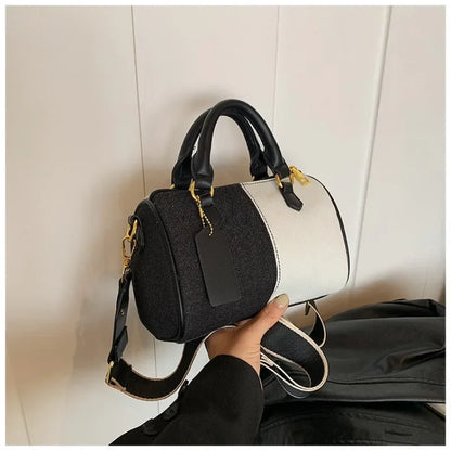 Colorblock Mini Boston Bag – Patchwork Crossbody Handbag