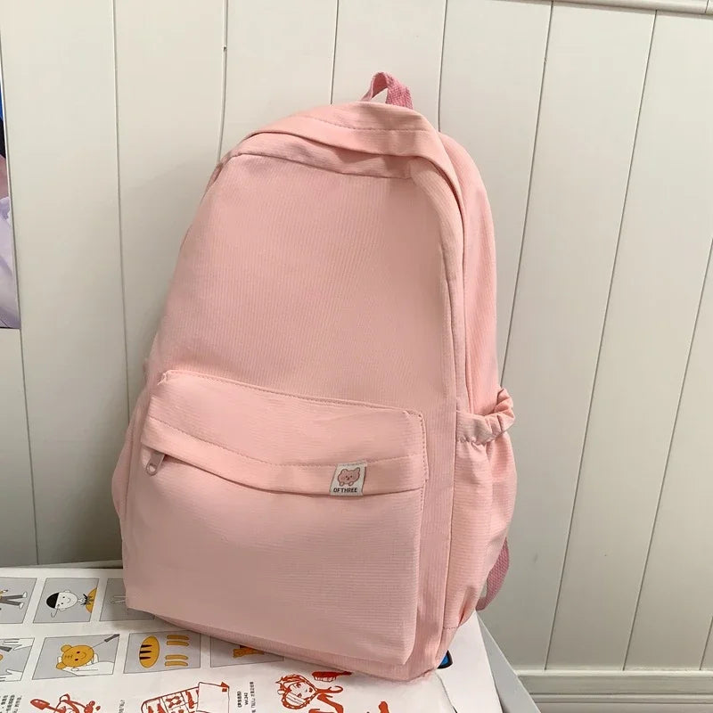 Waterproof Nylon Women Backpack Female Travel Bag Backpacks Schoolbag Teenage Girls Solid Color