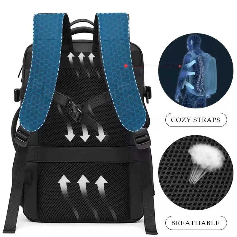 Expandable Business Backpack with USB Port – Waterproof 37L/45L