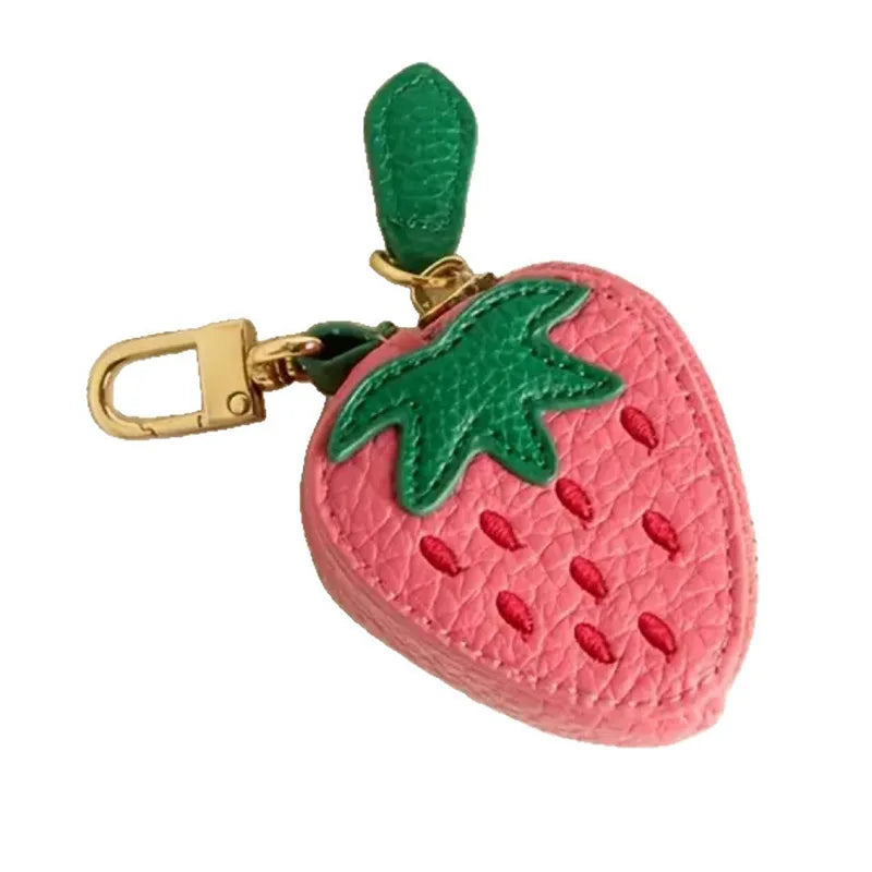 Fruit Coin Purse Keychain – Cute Mini Leather Zipper Pouch