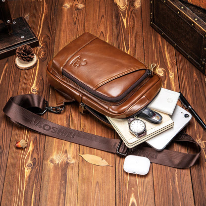 Steel Lion Men's Genuine Leather Chest Bag Sling Bag