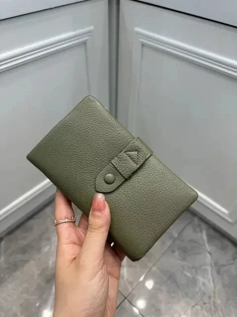 Genuine Leather Short Wallet for Women – Multifunctional Card Holder Zipper Coin Purse