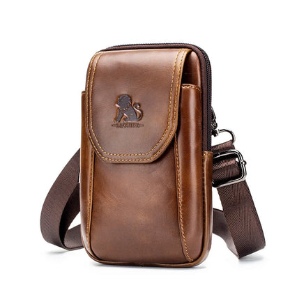 Genuine Leather Waist Bag for Men with Belt Hook