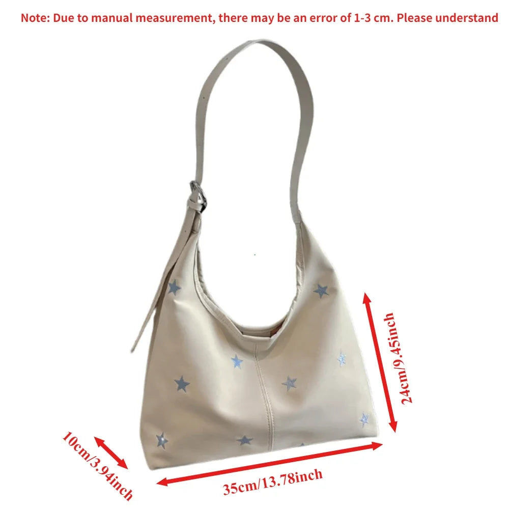 Star Embroidered Hobo Bag – Premium Large Tote Shoulder Bag