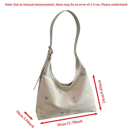 Star Embroidered Hobo Bag – Premium Large Tote Shoulder Bag