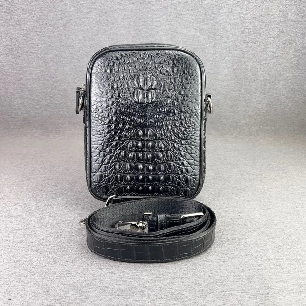 Genuine Crocodile Leather Crossbody Bag for Men