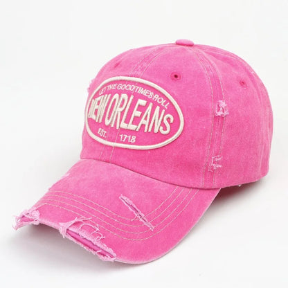 Vintage Washed Cotton Baseball Cap – New Orleans Embroidered Snapback