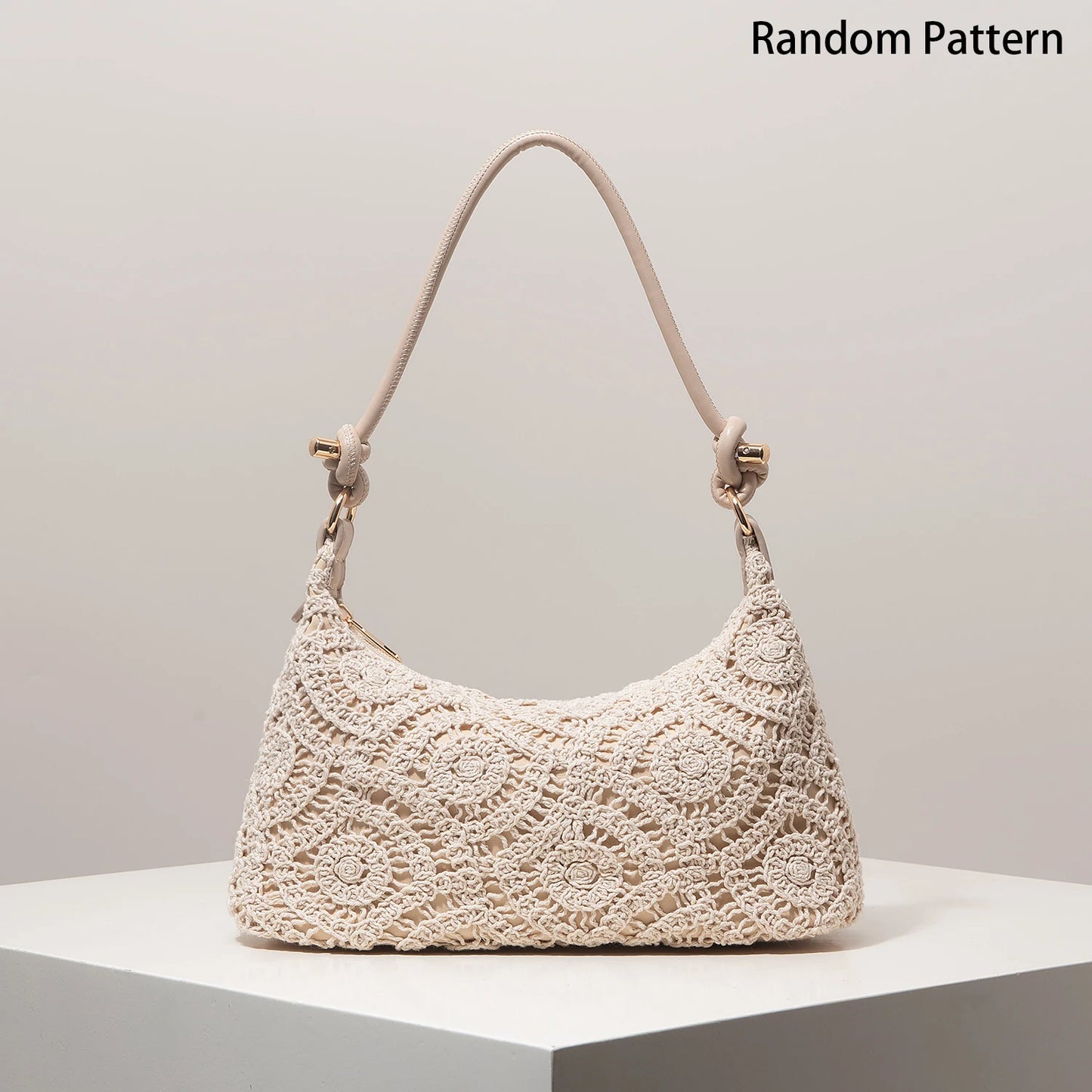 Boho Crochet Shoulder Bag – Floral Hollow-Out Summer Beach Bag
