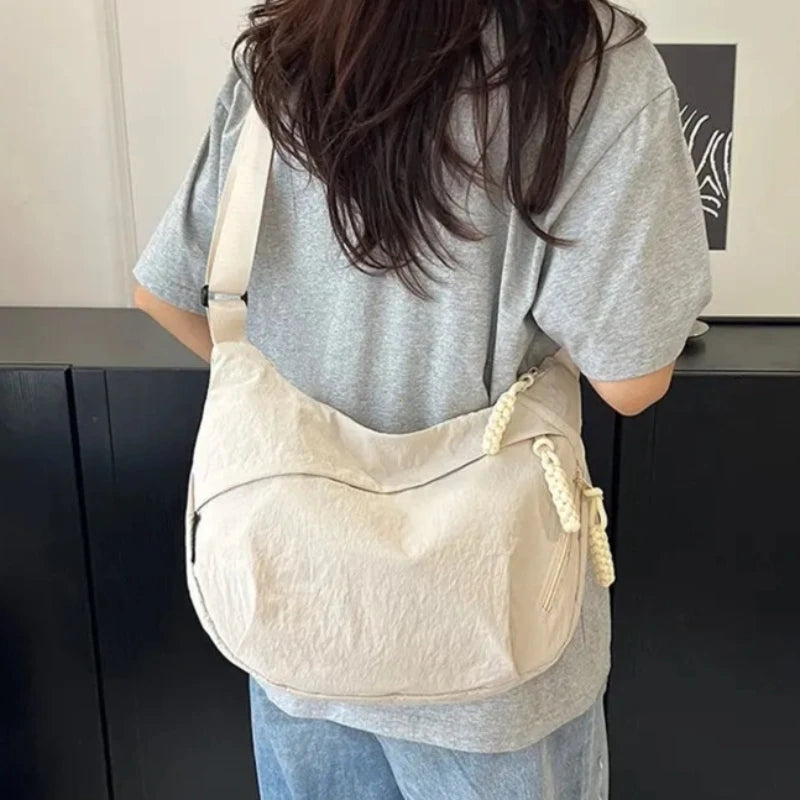 Nylon Crossbody Shoulder Bag for Women – Large Capacity with Zipper
