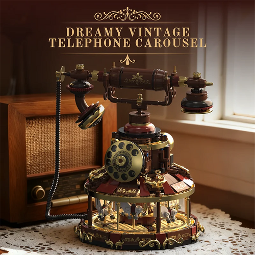 Retro Telephone MOC Building Set – Carousel Bricks Room Decor