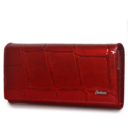 Stone Pattern Genuine Leather Long Wallet for Women