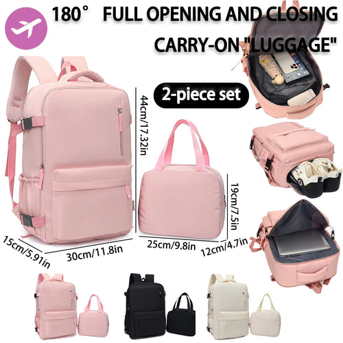 Travel Backpack 2-Piece Set – 180° Full Open with Toiletry Bag