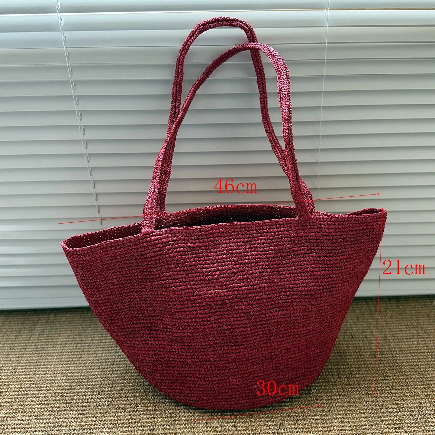 Raffia Straw Tote Bag – Handwoven Women's Beach Shoulder Bag