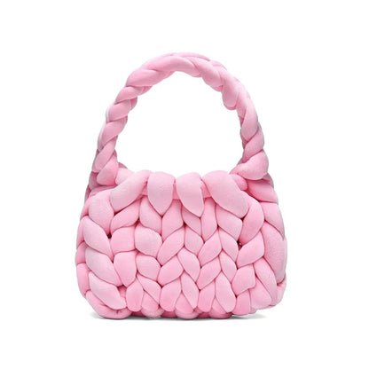 Hand-Woven Velvet Knit Handbag for Women – Chunky Tote