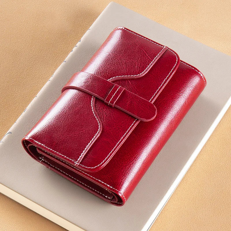 Genuine Leather Women's Tri-Fold Wallet – Oil Wax Snap